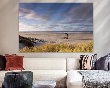 L'emblématique chalet de la noyade de Terschelling au coucher du soleil sur Marco Hoogma