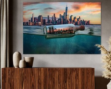 New York in a Bottle - Skyline bei Sonnenuntergang von Arjen Roos
