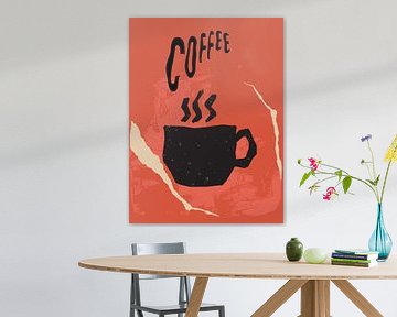 Retro Kaffeetasse Wandkunst - Minimalistisches Vintage Café Poster in Burnt Orange von taufid hidayat