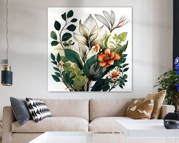 Bloemmotief van stilte tot bloei - een eerbetoon aan het subtiele samenspel van natuurlijkheid en artistiek gebaar als stilleven van AidasignArt