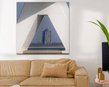 Dikke Toren in frame of Zeeland Bridge