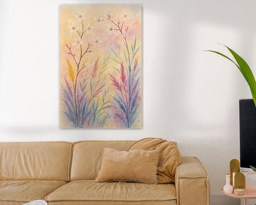 Kersenbloesem en grassen van Claudia Gründler