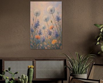 Pusteblumen mit Aprikothimmel