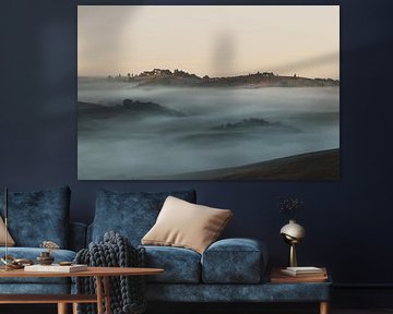 Morning mist over the Tuscan landscape by Besa Art