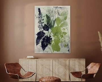 Grüner Naturdruck - moderne botanische Kunst voller Textur und Kontrast