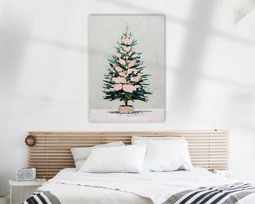 Minimalistische kerstboom – moderne winterkunst met zachte pastelkleuren