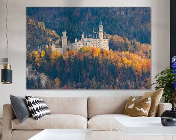 Seitenansicht von Schloss Neuschwanstein, Bayern, Deutschland von Henk Meijer Photography
