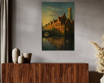 Lichtgevend Brugge bij zonsondergang - Gouden reflecties over de grachten