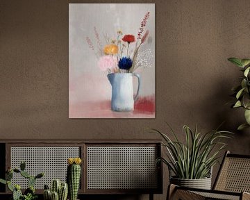 Speels en kleurrijk stilleven met bloemen