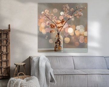 Branche de Noël élégante en bronze et rose