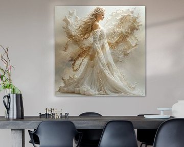 Eine Meeresprinzessin mit schönem weißen Kleid und Perlen. von J.a Dijkstra