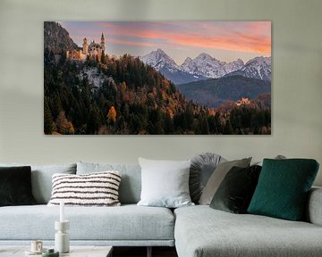 Panorama de Hohenschwangau et Neuschwanstein, Bavière, Allemagne