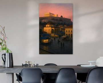 Monastiraki Evening Glow – Athens under a Rose-Tinted Sky