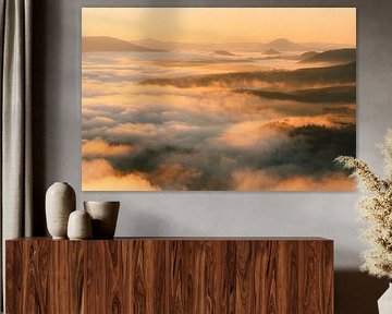 Sea of fog over the hills of Saxon Switzerland by Oliver Preuss