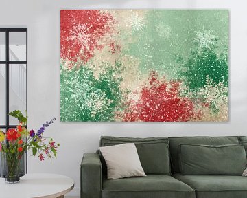 Sneeuwvlokken in Abstracte Kerstsfeer met Vintage Structuur van Eva Lee