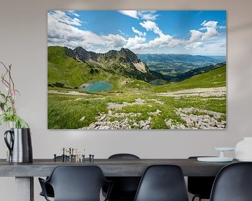 Uitzicht op de Gaisalp-meren, de Rubihorn en de Oberallgäu in de Allgäuer Alpen van Leo Schindzielorz