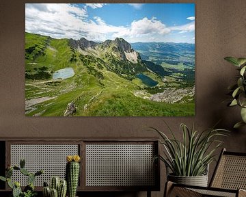 Uitzicht op de Gaisalp-meren, de Rubihorn en de Oberallgäu in de Allgäuer Alpen van Leo Schindzielorz