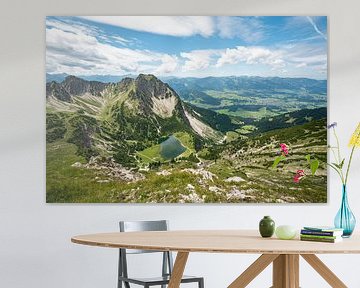 Uitzicht op de Gaisalp-meren, de Rubihorn en de Oberallgäu in de Allgäuer Alpen van Leo Schindzielorz