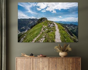 Uitzicht op de Entschenkopf en de Nebelhorn in de Allgäuer Alpen van Leo Schindzielorz