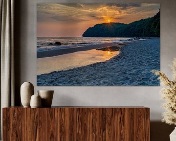 Vue de la plage de Binz au lever du soleil sur Andreas Völkel