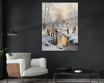 Konikpferde am Bach | Veluwe im Winterlicht von Trinkets NL ✪ Design Studio