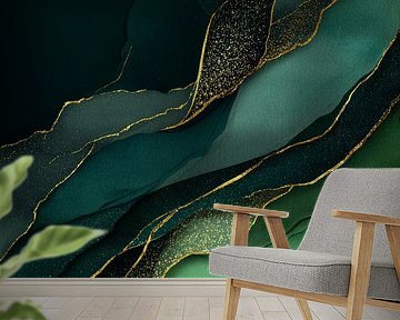 Abstract Groen Goudstroom in Organische Lagen