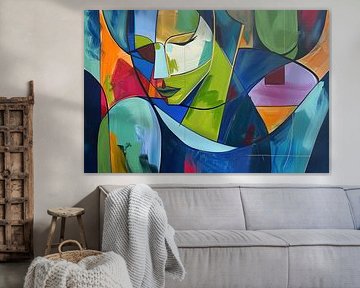 Femme aux yeux et aux couleurs expressives sur Peintures accrocheuses