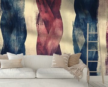 Contrast Shapes | Blue Red Abstract by Modern Collection