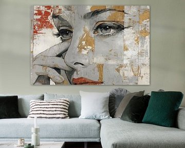 Frau mit roten Lippen | Frau abstrakt von Kunst Laune