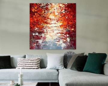 Lichtweg durch feuriges Herbstlaub