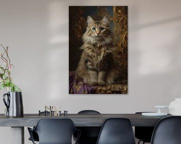 Chat royal sur le trône - Portrait majestueux