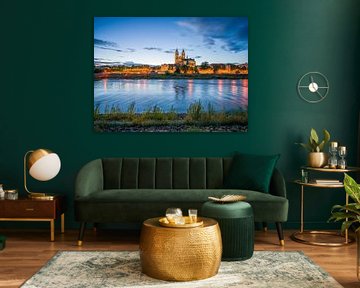 Magdeburg on the Elbe after sunset by t.ART