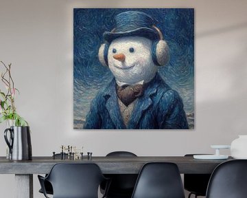 Bonhomme de neige dans la nuit étoilée