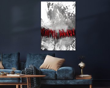 Abstracte zwart-witte en rode kunst van Ela Szczepaniak