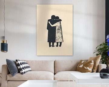 Twee figuren omhelzen Beige van Niklas Maximilian