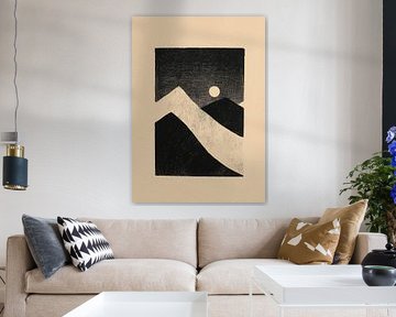 Monochrome mountains under a grey moon by Niklas Maximilian