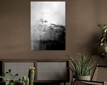 Zwart-wit abstracte landschapsafdruk van Ela Szczepaniak