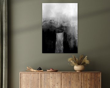 Black and White  Gray Abstract Print