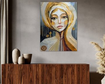 Modern Portrait of a Woman. World Women: Gold