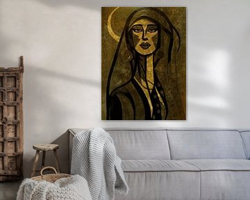 Modern Portrait of a Woman. World Women: Black/Gold