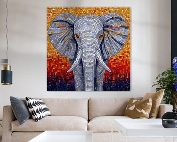 portrait of an elephant in mosaic by Black Coffee