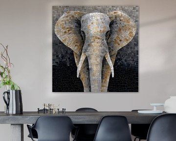 portrait of an elephant in mosaic by Black Coffee
