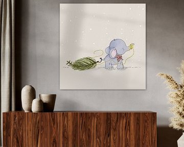 Kleiner Elefant im Schnee von Atelier Nadine