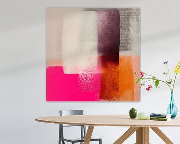 Modern abstract in pink, burgundy and orange by Studio Allee