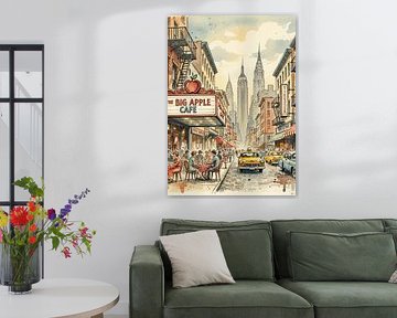 New York City Corner Water Color Painting by Artkreator