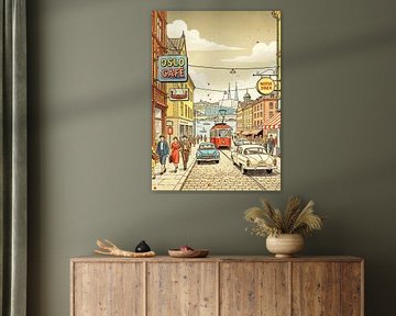 Oslo Noorwegen Stadshoek Waterkleurenschilderij van Artkreator