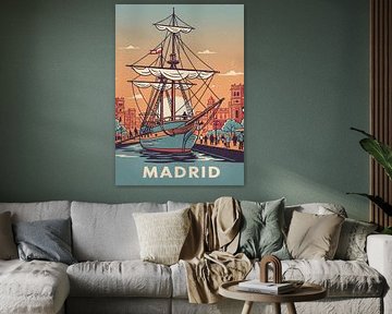 Madrid Spanje Traditionele haven aquarel schilderij van Artkreator