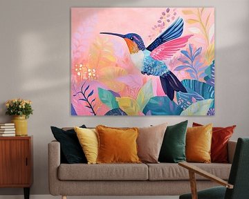 Colourful hummingbird in garden by Eye catching paintings