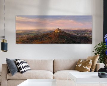 Panorama of Hohenzollern at sunset, Baden-Württemberg