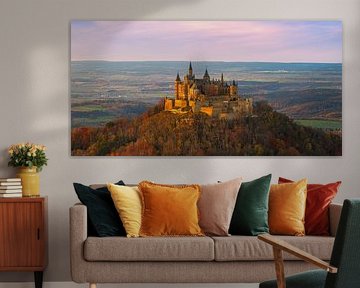 Panorama of Hohenzollern at sunset, Baden-Württemberg